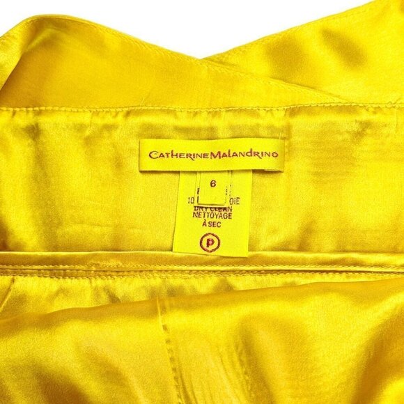NWOT Catherine Malandrino Flowy Dress Sz.6 100% Silk Yellow Event Feminine - Picture 11 of 15